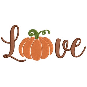 Pumpkin Love Embroidery Design: Fall Machine Embroidery (4x4, 5x7, 6x10)