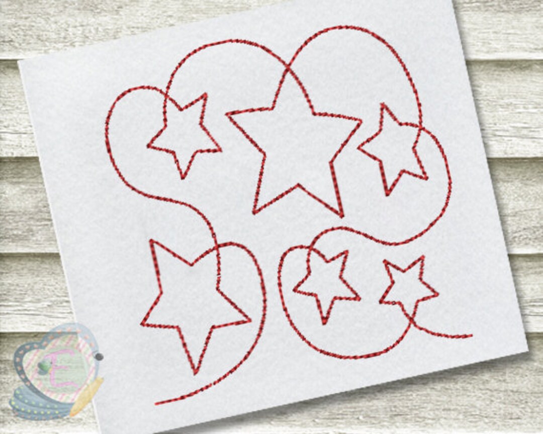 Star Continuous Line Quilt Machine Embroidery Design Etsy