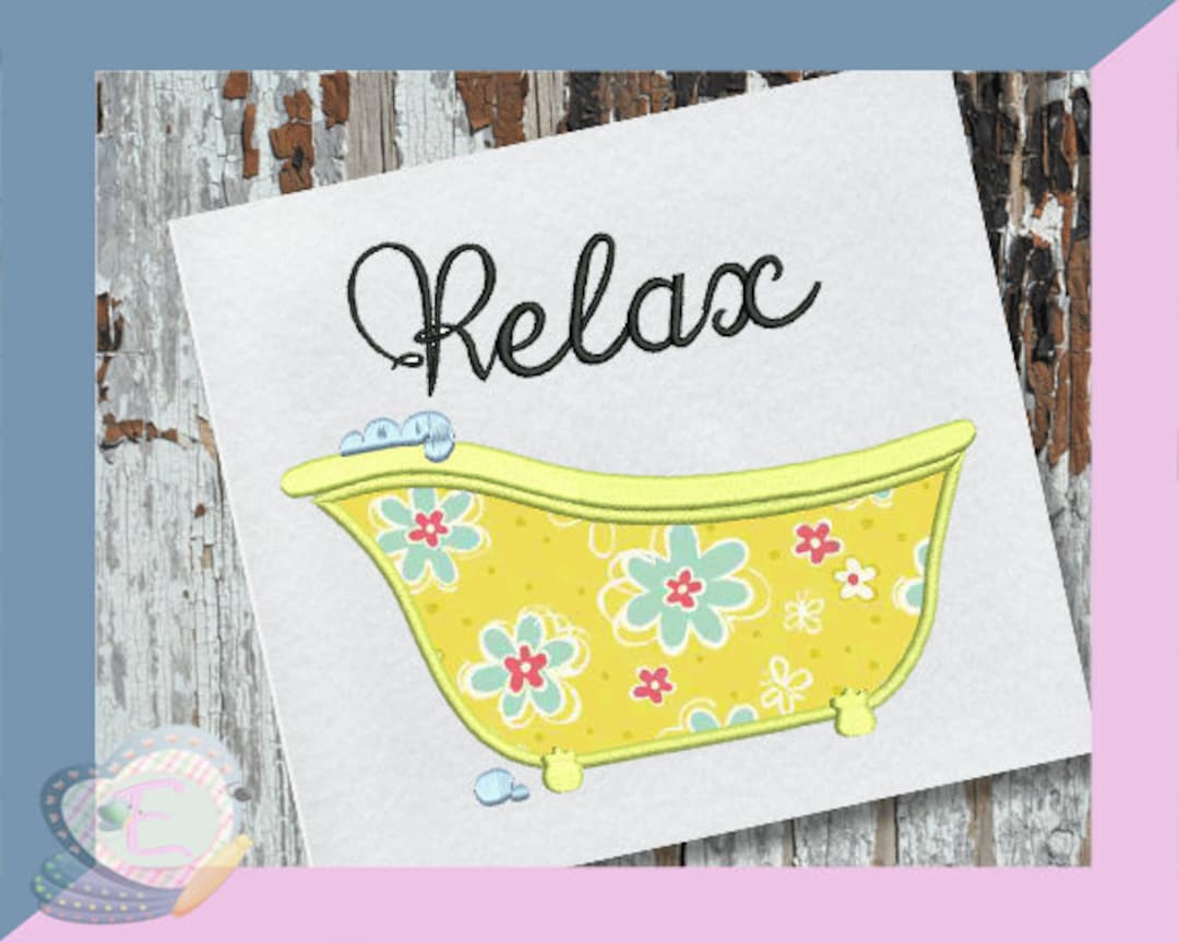Bath Tub Applique Machine Embroidery Design Etsy
