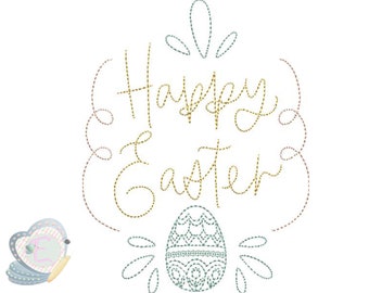 Happy Easter Vintage Stitch Embroidery Design