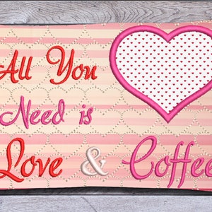 In The Hoop Valentine Mug Rug Embroidery Design