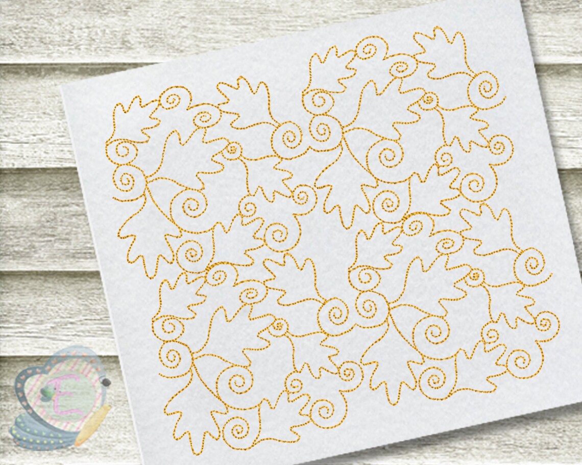 Fall Leaves Continuous Line Quilt Machine Embroidery Design Etsy