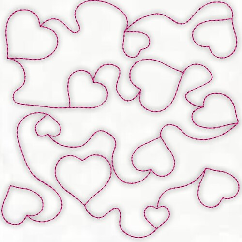 Heart Continuous Line Quilt Embroidery Machine Embroidery Etsy