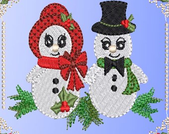 Vintage Snowman Quilt Block 3, Snowman, Machine Embroidery Design