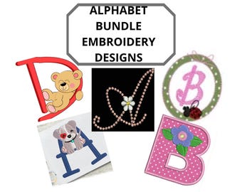 Alfabetbundelset machineborduurontwerpen