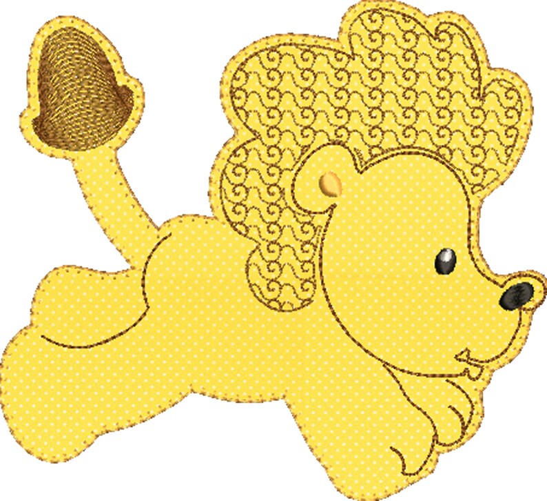Baby Lion Blanket Stitch Applique Machine Embroidery Design