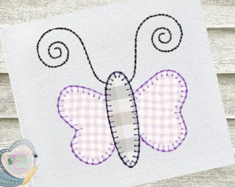 Baby Butterfly Blanket Stitch Applique Machine Embroidery Design