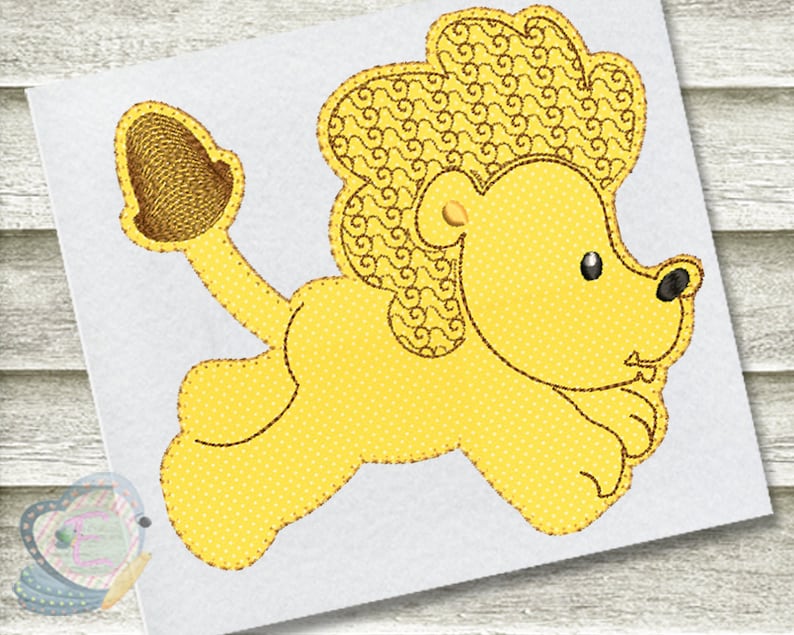 Baby Lion Blanket Stitch Applique Machine Embroidery Design