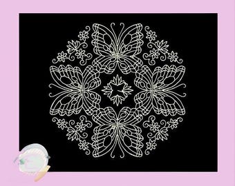 Butterfly Quilt Block Embroidery Design Set (Digital Download)