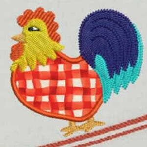 雄鶏のアップリケ刺繍デザイン