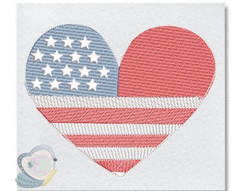 Patriotic Heart Sketch Machine Embroidery Designs