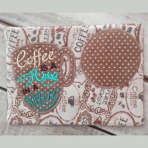 In The Hoop Coffee Cup Mug Rug Embroidery Design
