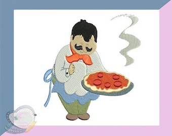 Italian Chef Machine Embroidery Design, Instant Digital Download