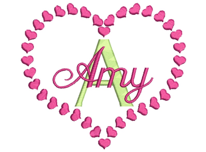 Heart Monogram Frame Machine Embroidery Design Set Etsy