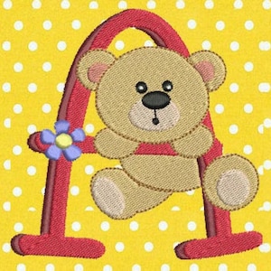 Diseños de bordado de máquina de alfabeto de oso bebé