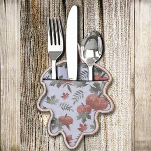 In The Hoop Autumn Silverware Pocket, Fall Machine Embroidery Design