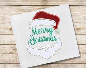 Merry Christmas Santa Applique Machine Embroidery Design