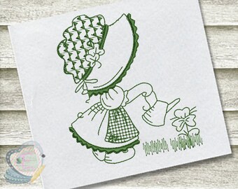 Sunbonnet Sue May Redwork Embroidery Design, Machine Embroidery Design