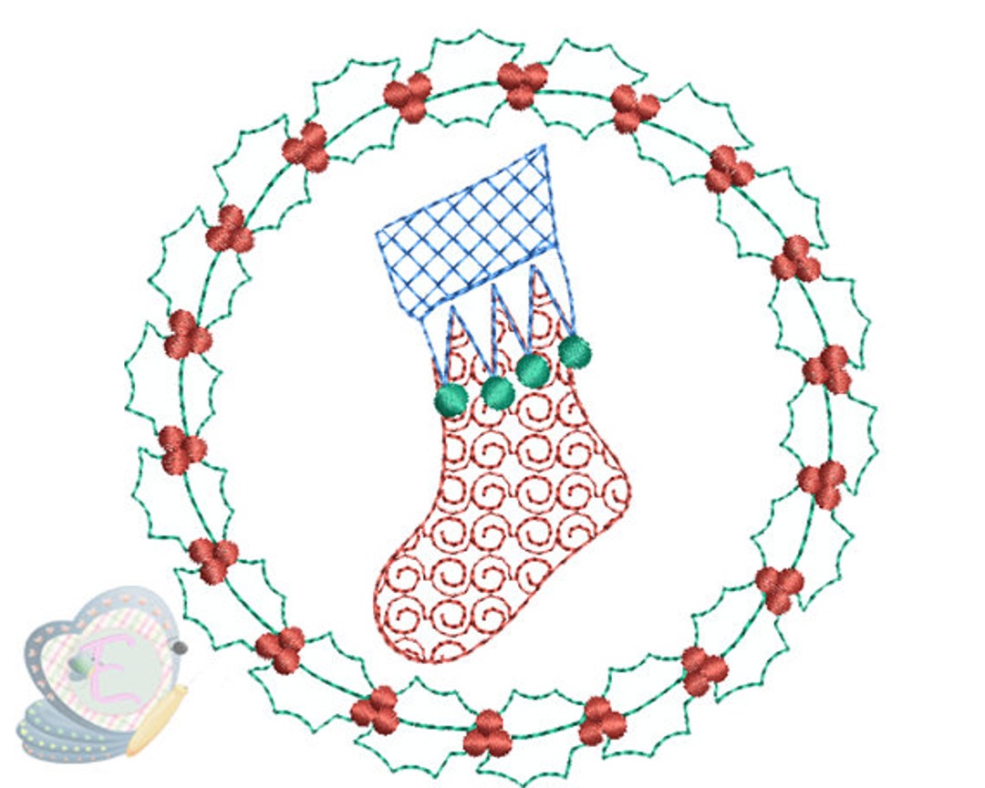 Christmas Stocking Quilt Block Machine Embroidery Design Etsy