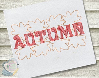 Autumn Leaves Word Art Machine Embroidery Design