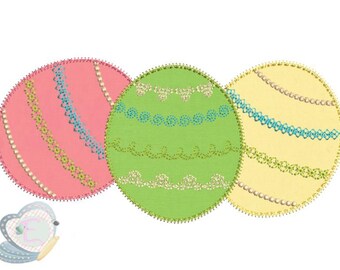 Easter Egg Zig Zag Applique Machine Embroidery Design