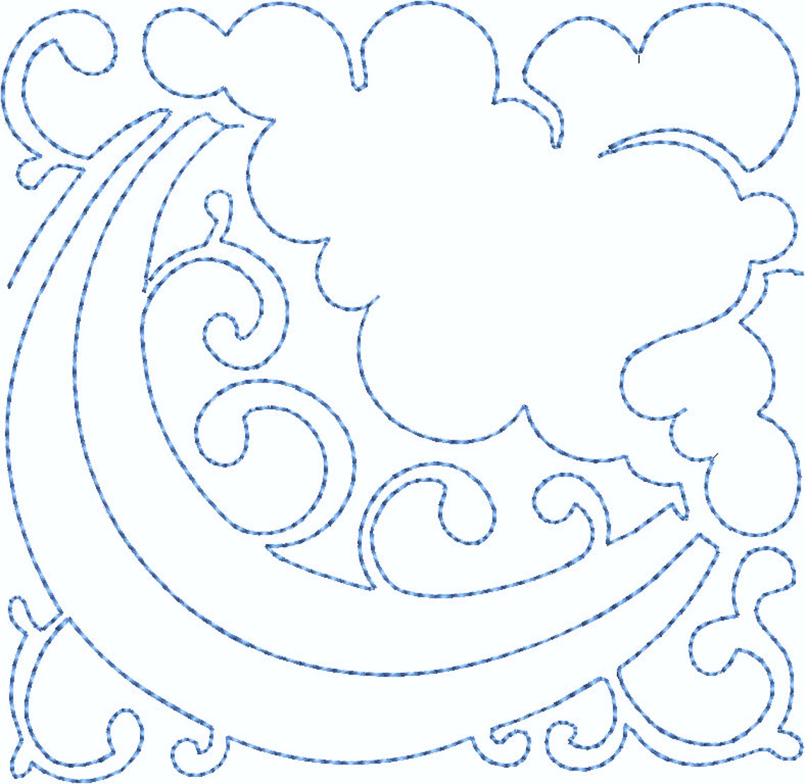 Moon & Stars Nursery Continuous Line Quilt Machine Embroidery Etsy