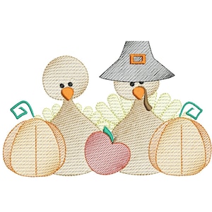 Thanksgiving Sketch Fill Machine Embroidery Design