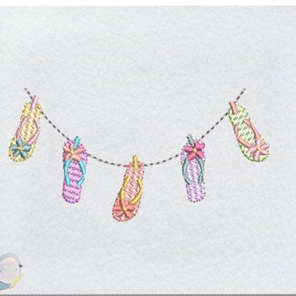 Flip Flops Embroidery Design, Machine Embroidery, Sketch design, Open filled design, Summer design