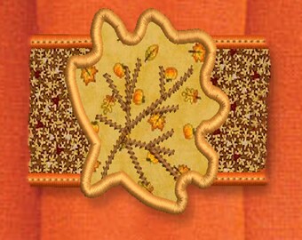 In The Hoop Autumn Napkin Ring, Fall Napkin Holder, Machine Embroidery Design