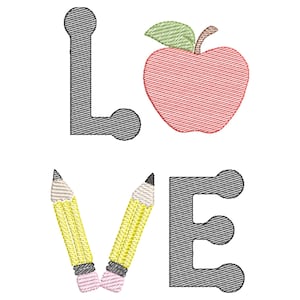 Love Machine Embroidery Design - Sketch Stitch School Motif