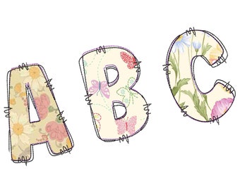 Doodle Alphabet Applique, Embroidered Letter Monogram Designs, Machine Embroidery