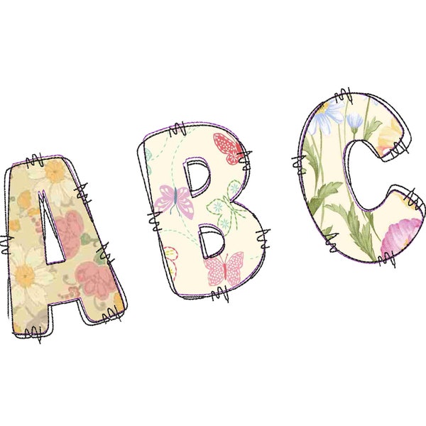 Doodle Alphabet Applique, Embroidered Letter Monogram Designs, Machine Embroidery