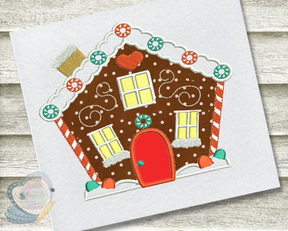 Gingerbread House Machine Embroidery Applique Etsy