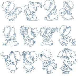 Sunbonnet Redwork Machine Embroidery Designs
