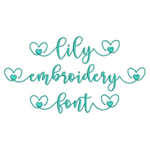 Lily Monogram Embroidery Font with Heart Flourishes