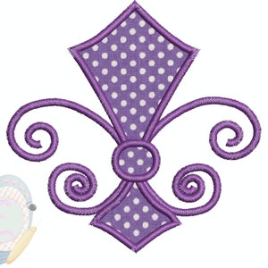 Mardi Gras Fleur De Lis  Applique Machine Embroidery Design