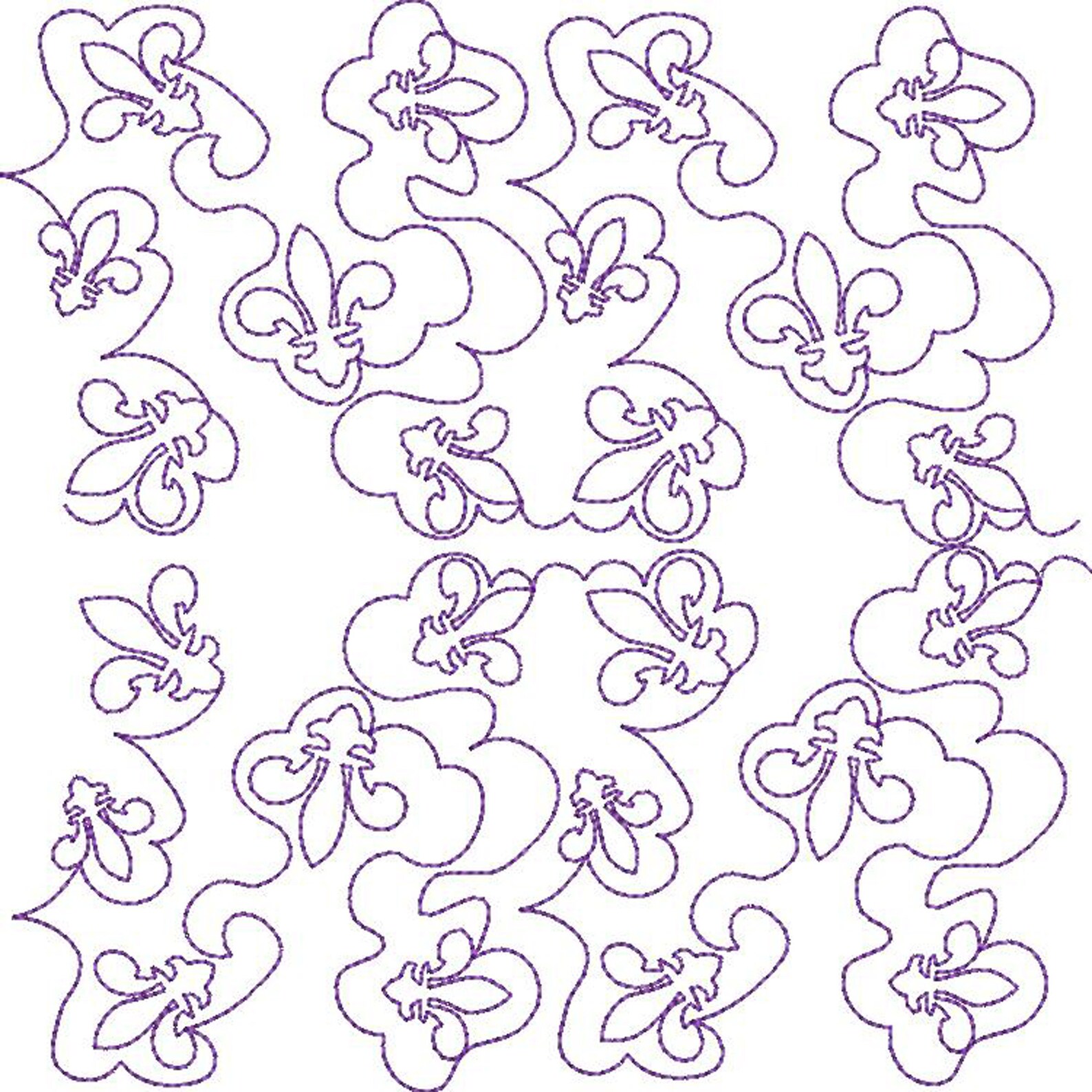 Fleur De Lis Continuous Line Quilt Machine Embroidery Design Etsy