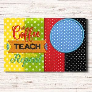 In The Hoop Teacher&#39;s Mug Rug Embroidery Design