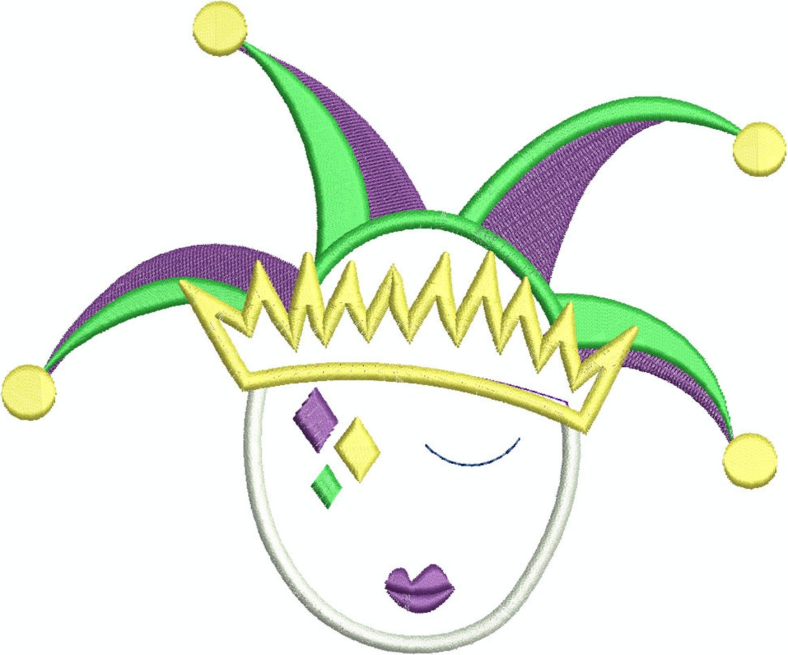 mardi gras jester embroidery design