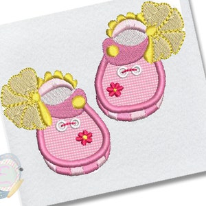 Girl Baby Shoes Applique Embroidery Design