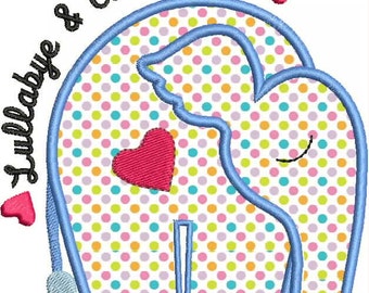 Elephant Nursery Applique words saying Baby Instant Digital Download Machine Embroidery