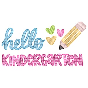 Hello Kindergarten Sketch Stitch Machine Embroidery Design