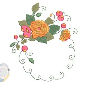 Floral Monogram Frame 5 Machine Embroidery Design