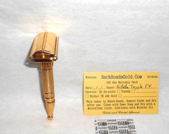 Gillette 1960 Toggle Razor Adjustable Refurbished Replated 24 Karat Gold F4–02/