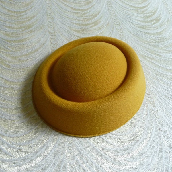 Mustard Yellow Gold Pillbox Style Faux Wool Felt Fascinator Base for DIY Hat Projects Millinery Supply