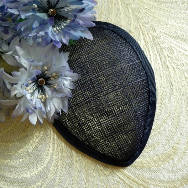 5.5" Navy Blue Sinamay Fascinator Base for DIY Hat Millinery Supply Teardrop Shape