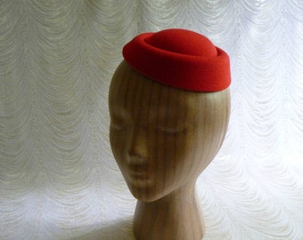 Lipstick Red Pillbox Style Faux Felt Fascinator Base for DIY Hat Projects Millinery Supply