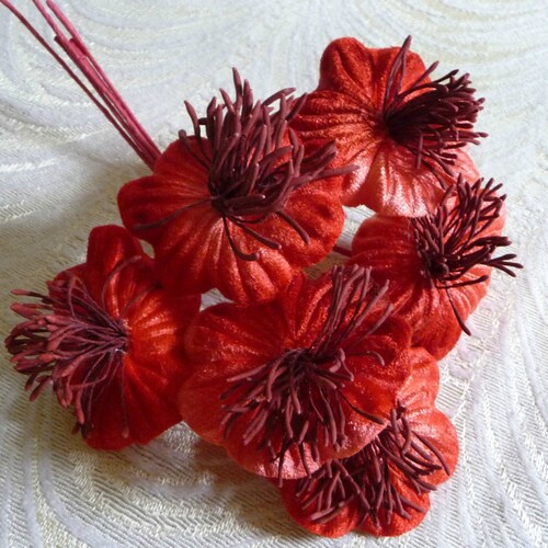 Velvet Millinery Flowers Scarlet Red Poppies Yo Yo for Hats Etsy