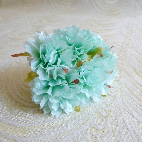 Small Light Aqua Blue Flowers Bunch of 6 Blossoms for Hats Fascinators Floral Crowns Crafts