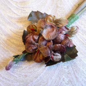 Velvet Pansies Millinery Flowers Plum Brown Sage Green for Hats Cosages Hair Clips Crafts Rustic Wedding 3FN0090BR